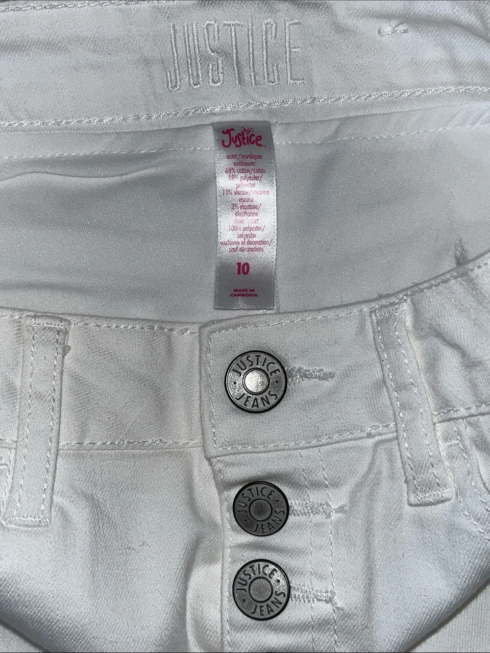 Justice White Distressed Denim Skirt